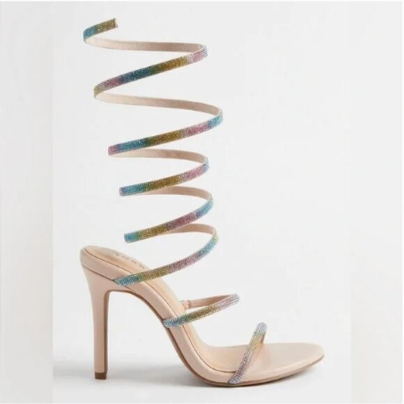 Size 8 - TORRID - Lace Up Rainbow Embroidered Heel Sandal Wide Width NEW - Picture 4 of 7